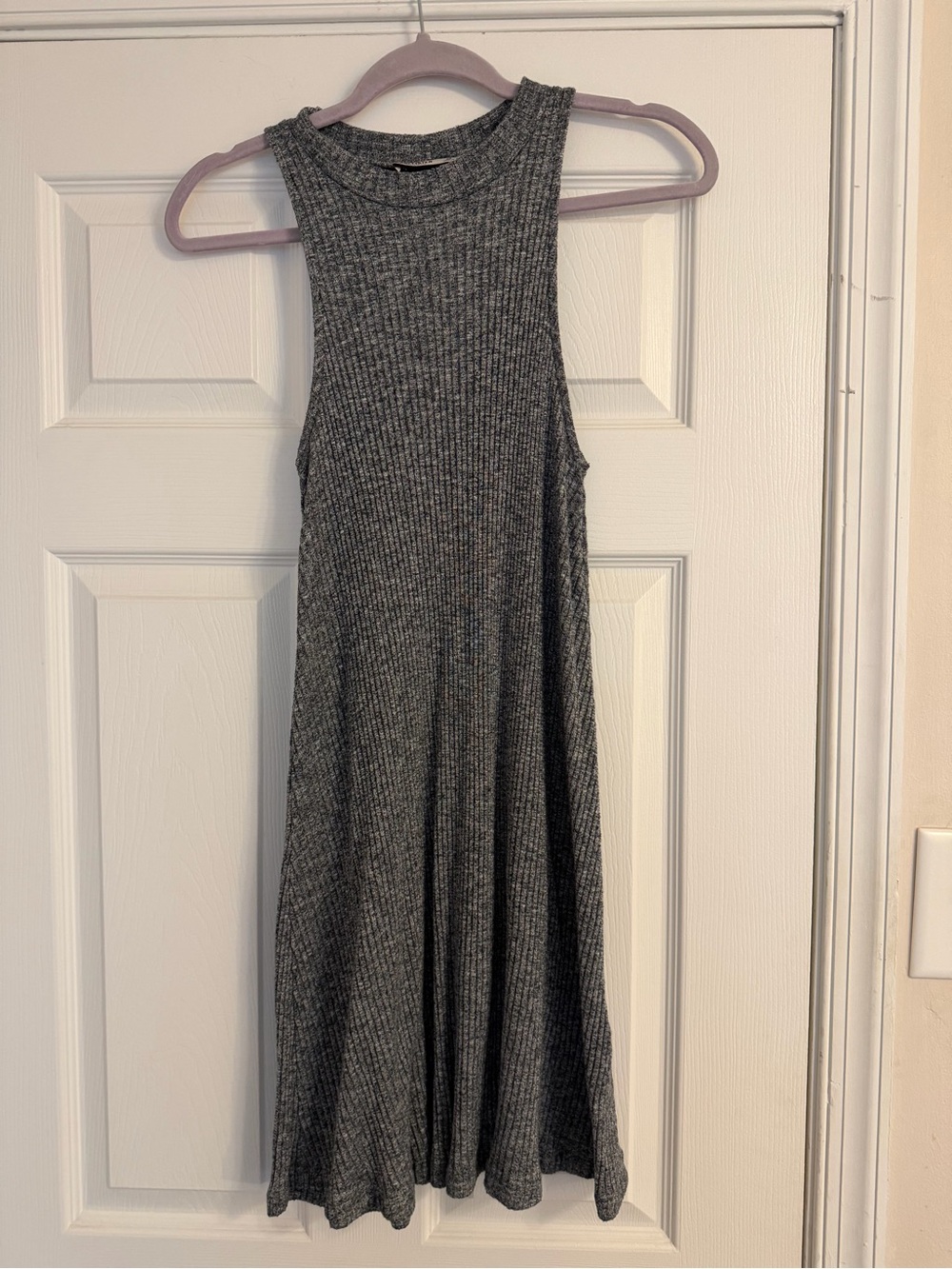 Hollister Ribbed Sleeveless Swing Dress in Gray